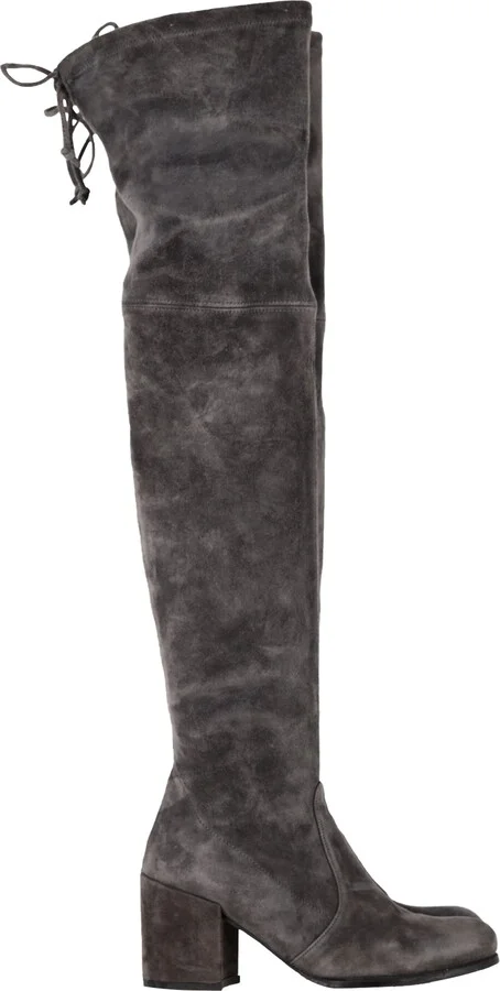 Genna Over The Knee Boots in Grey Suede