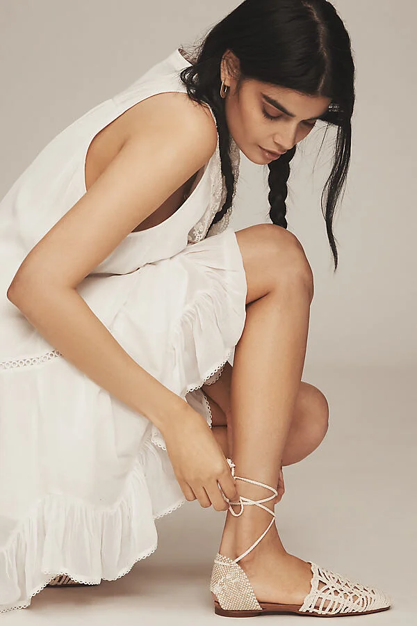 Genoveva Tie-Up Raffia Sandals