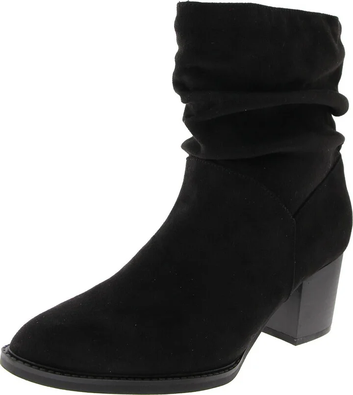 GENOVIA Womens Faux Suede Pull On Ankle Boots