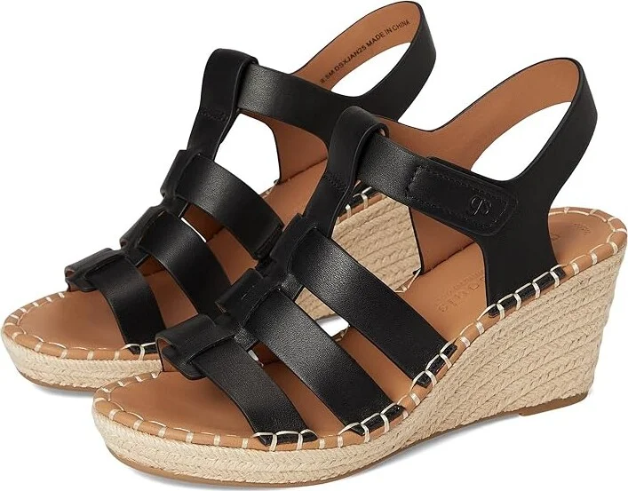 Gentle Souls by Kenneth Cole Capelin Women's Wedge Shoes Black Leather : 6.5 M