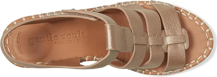 Gentle Souls by Kenneth Cole Capelin Women's Wedge Shoes Matte Gold Leather : 7 M - Image 2