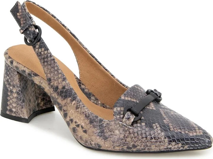 Grey/Beige Snake Print Leather