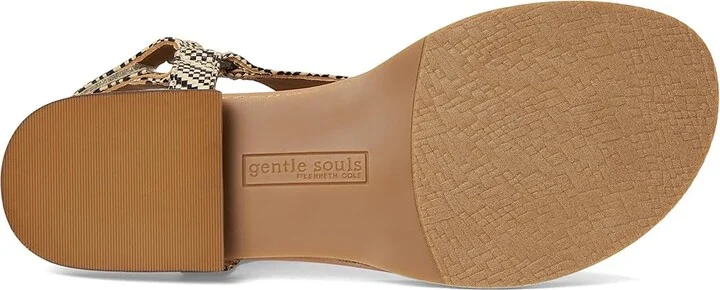 Gentle Souls by Kenneth Cole Holly Women's Dress Sandals Black/Tan Raffia : 10 M, Leather - Image 3