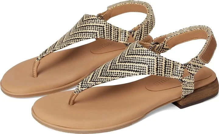 Gentle Souls by Kenneth Cole Holly Women's Dress Sandals Black/Tan Raffia : 10 M, Leather