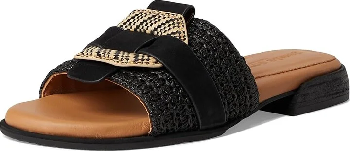 Gentle Souls by Kenneth Cole Hudson Women's Dress Sandals Black Raffia : 7.5 M, Leather - Image 5