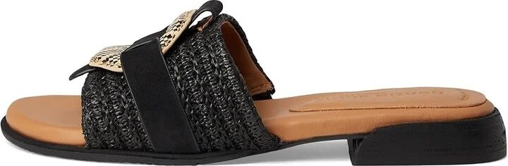 Gentle Souls by Kenneth Cole Hudson Women's Dress Sandals Black Raffia : 7.5 M, Leather - Image 6