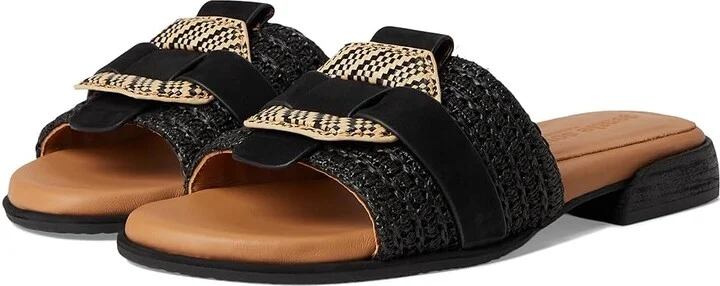 Gentle Souls by Kenneth Cole Hudson Women's Dress Sandals Black Raffia : 7.5 M, Leather