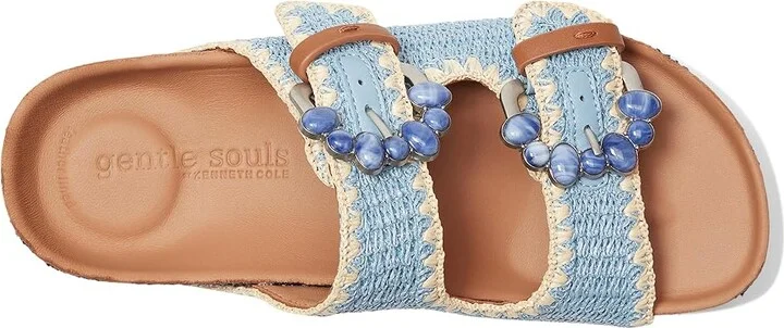 Gentle Souls by Kenneth Cole Kendall Women's Dress Sandals Light Blue Raffia : 9 M - Image 2
