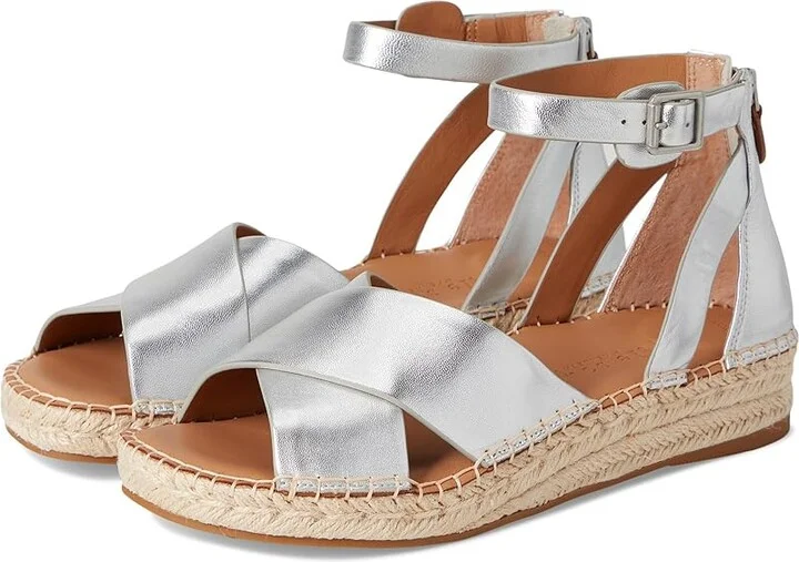 Gentle Souls by Kenneth Cole Leon Women's Dress Sandals Silver Leather : 9 M
