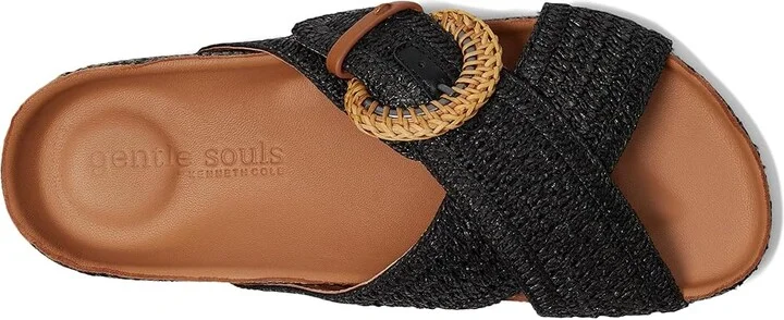 Gentle Souls by Kenneth Cole Louisa Women's Dress Sandals Black Raffia : 8 M, Leather - Image 2