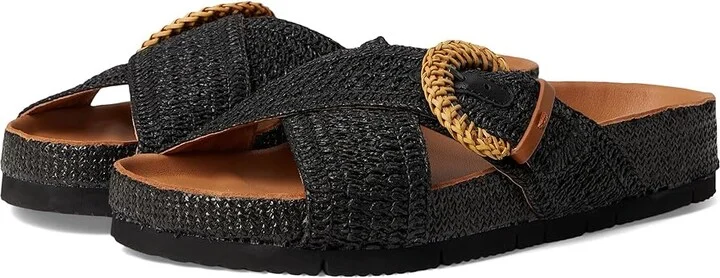 Gentle Souls by Kenneth Cole Louisa Women's Dress Sandals Black Raffia : 8 M, Leather