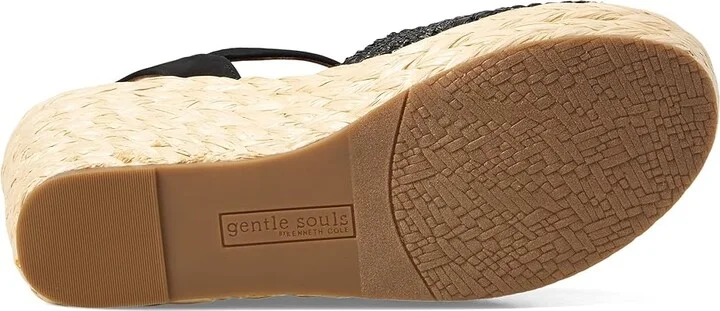 Gentle Souls by Kenneth Cole Nomi Raffia Women's Sandals Black Raffia : 6 M, Leather/Rubber - Image 3
