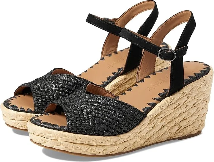 Gentle Souls by Kenneth Cole Nomi Raffia Women's Sandals Black Raffia : 6 M, Leather/Rubber