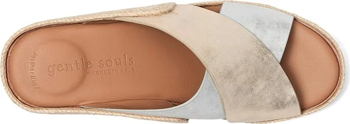 Gentle Souls by Kenneth Cole Porto Women's Dress Sandals Silver/Gold Leather : 10 M, Leather/Rubber - Image 2