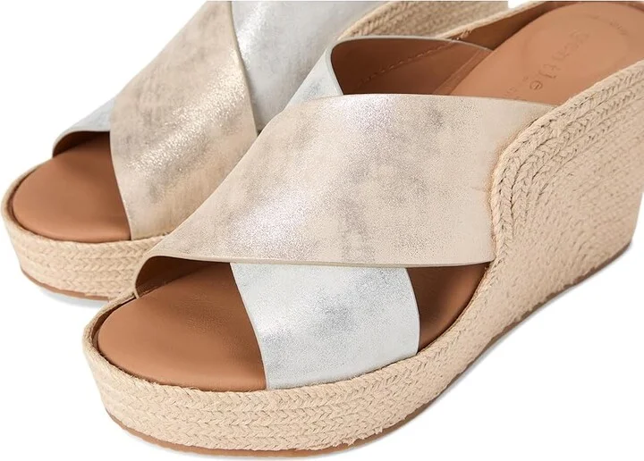 Gentle Souls by Kenneth Cole Porto Women's Dress Sandals Silver/Gold Leather : 10 M, Leather/Rubber - Image 7
