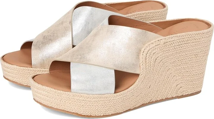 Gentle Souls by Kenneth Cole Porto Women's Dress Sandals Silver/Gold Leather : 10 M, Leather/Rubber