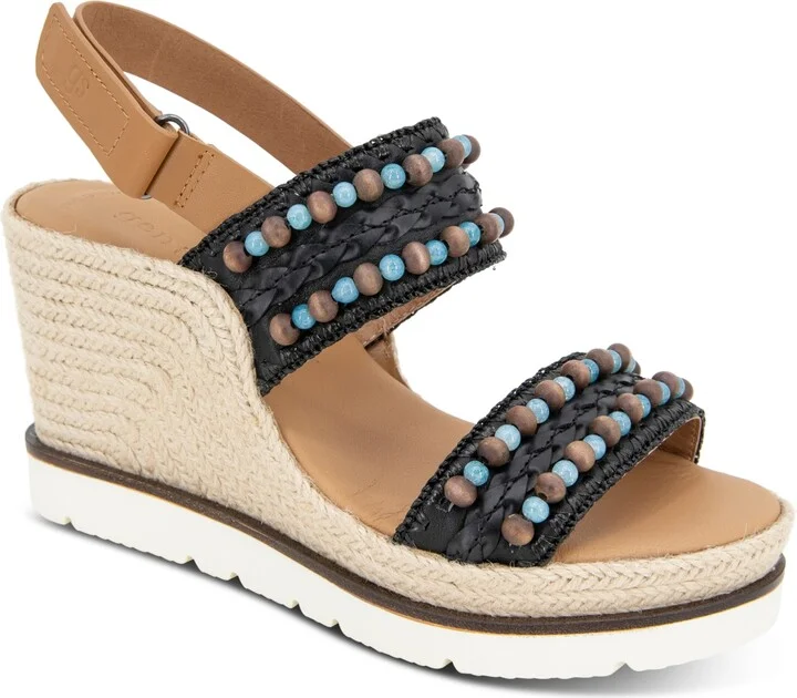 Gentle Souls Women's Evora Beaded Wedge Sandals