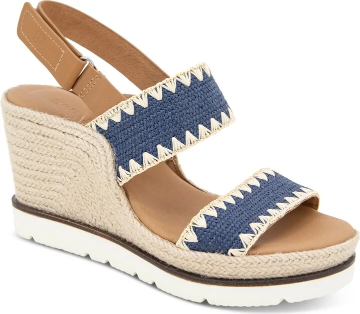 Gentle Souls Women's Evora Stitched-Trim Wedge Sandals