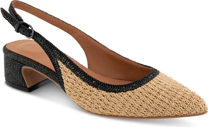 Gentle Souls Women's Georgia Slingback Pumps - Natural, Black Suede