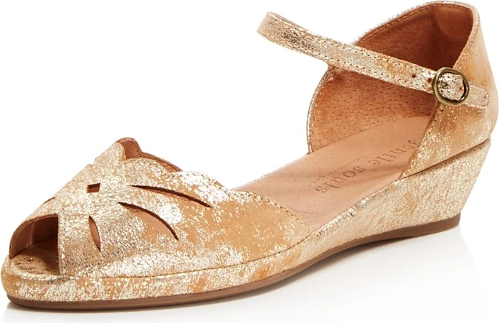 Gentle Souls Women's Lily Moon Leather Wedge Flats