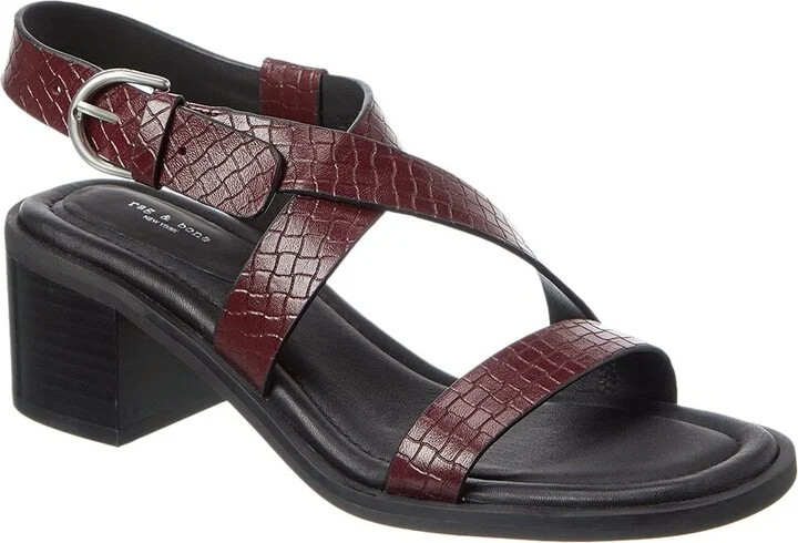 Geo Block Embossed Leather Sandal