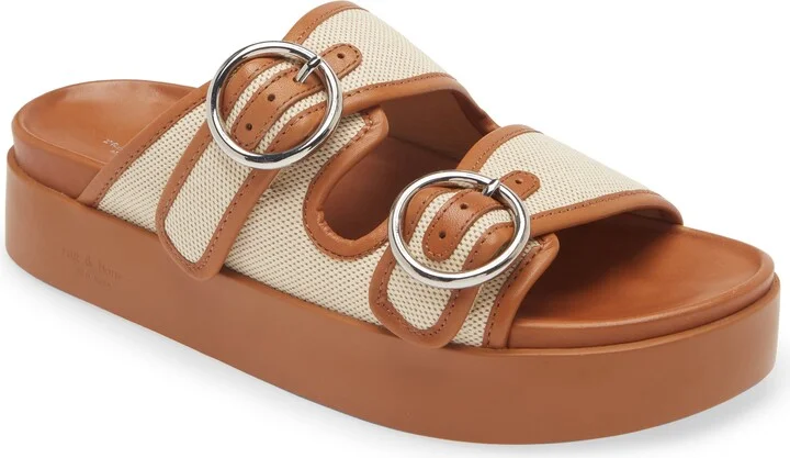 Geo Buckle Platform Slide Sandal