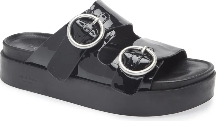 Geo Buckle Platform Slide Sandal
