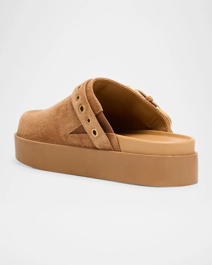 Geo Suede Buckle Platform Mules - Image 2