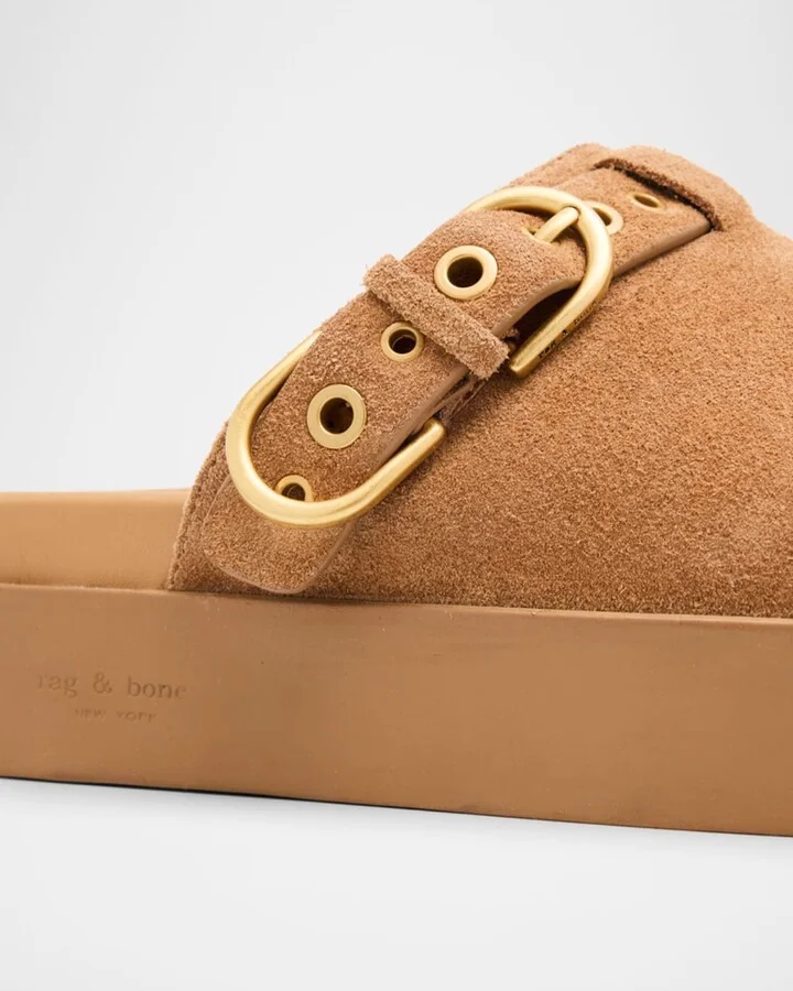 Geo Suede Buckle Platform Mules - Image 3