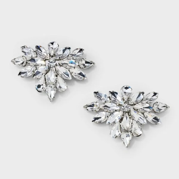 Geometric Cluster Stone Shoe Clip - Clear: Elegant Shoe Accessories for Stylish Footwear Enhancement