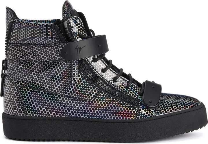 Geometric-Print High-Top Sneakers