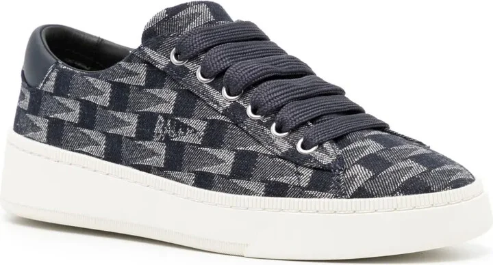Geometric-Print Leather Sneakers - Image 2