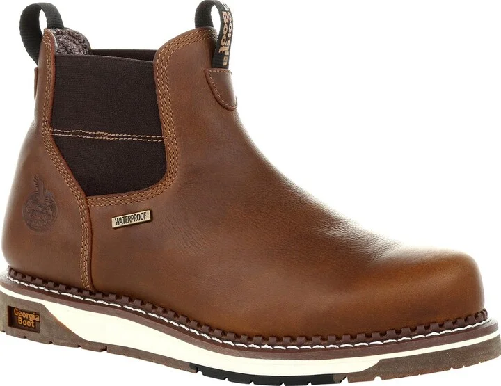 GEORGIA BOOT AMP LT Wedge Steel Toe Waterproof Chelsea Work Boot