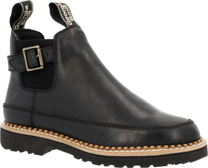 Georgia Boot Women's Black Buckle Chelsea Romeo