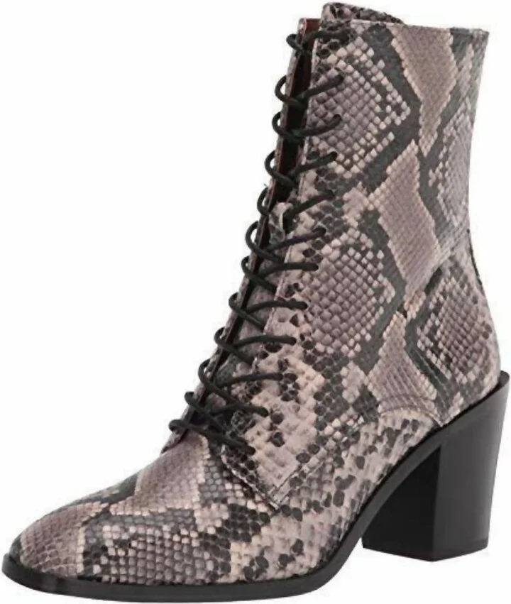 Georgia Lace Up Ankle Boot In Grey Multi