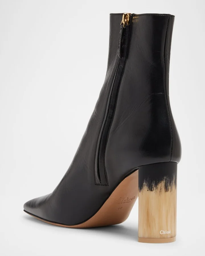 Georgia Leather Block-Heel Booties - Image 3