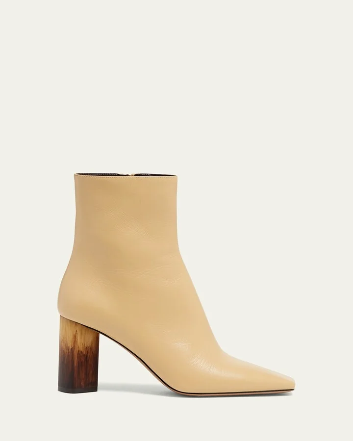 Georgia Leather Block-Heel Booties