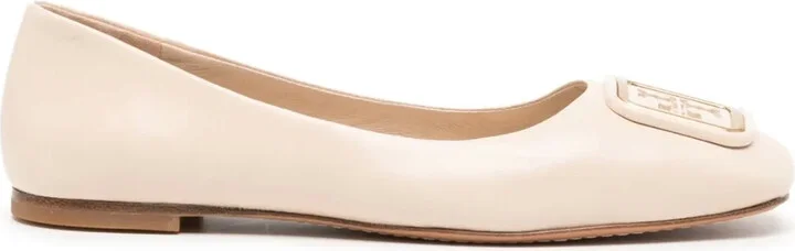 Georgia logo-plaque ballerina shoes