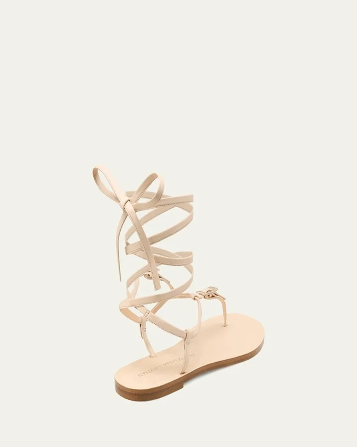 Georgie Leather Ankle-Wrap Flat Sandals - Image 7