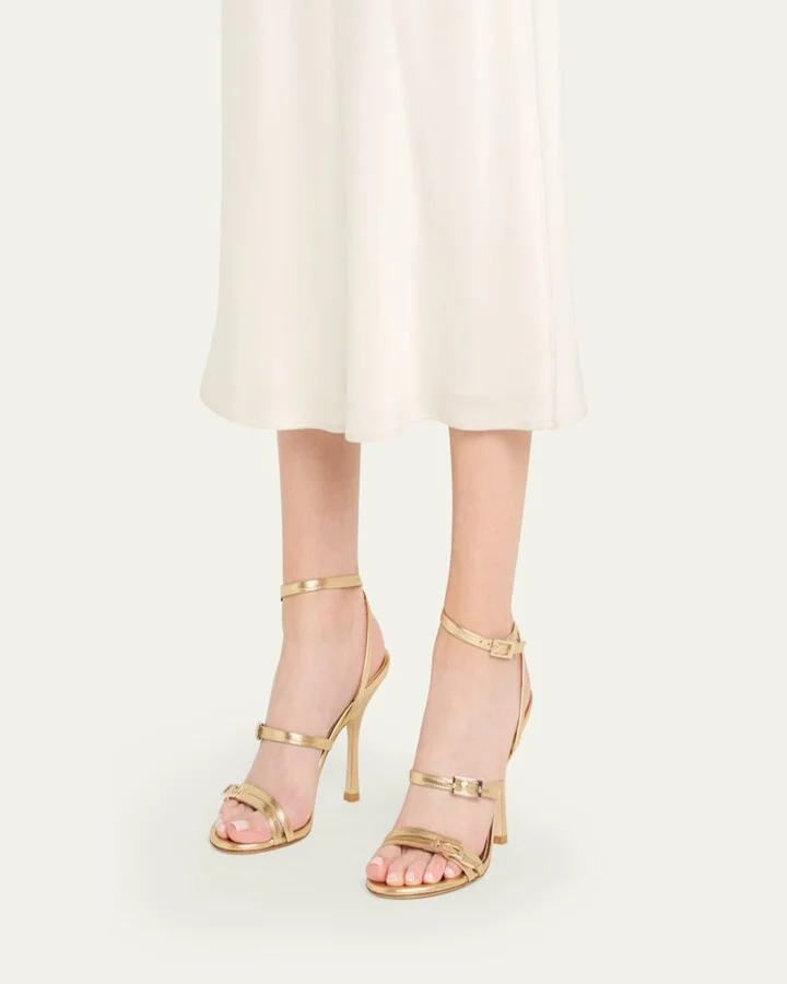 Georgie Metallic Buckles Strappy Sandals - Image 3