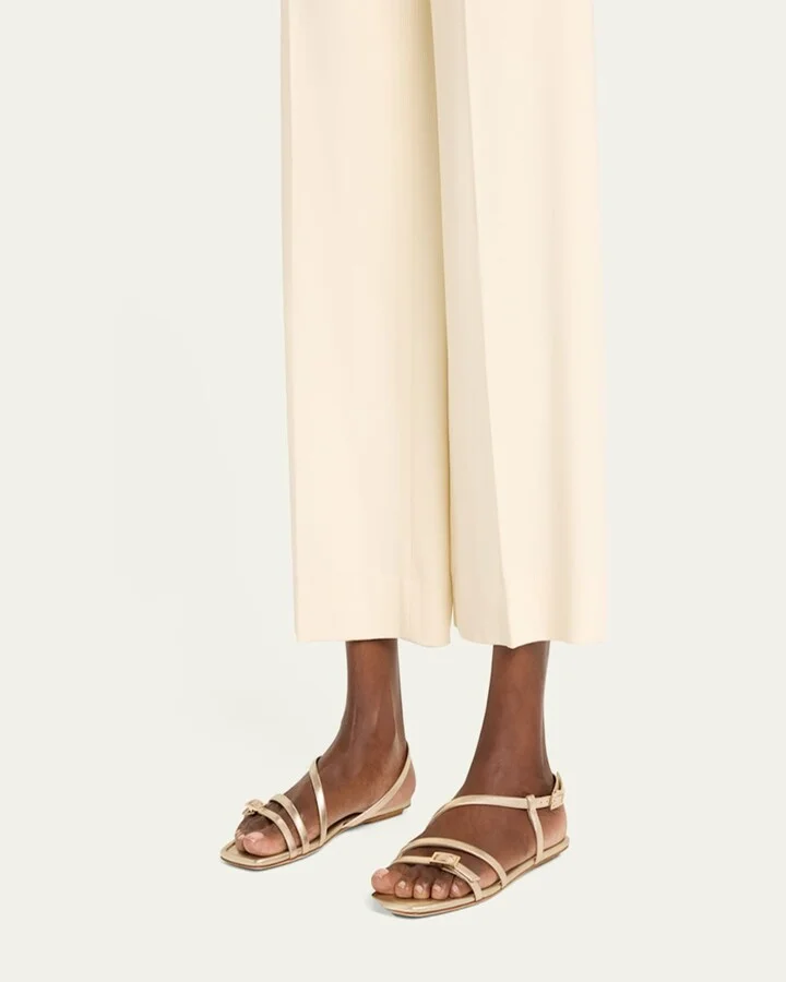 Georgie Metallic Strappy Flat Sandals - Image 3