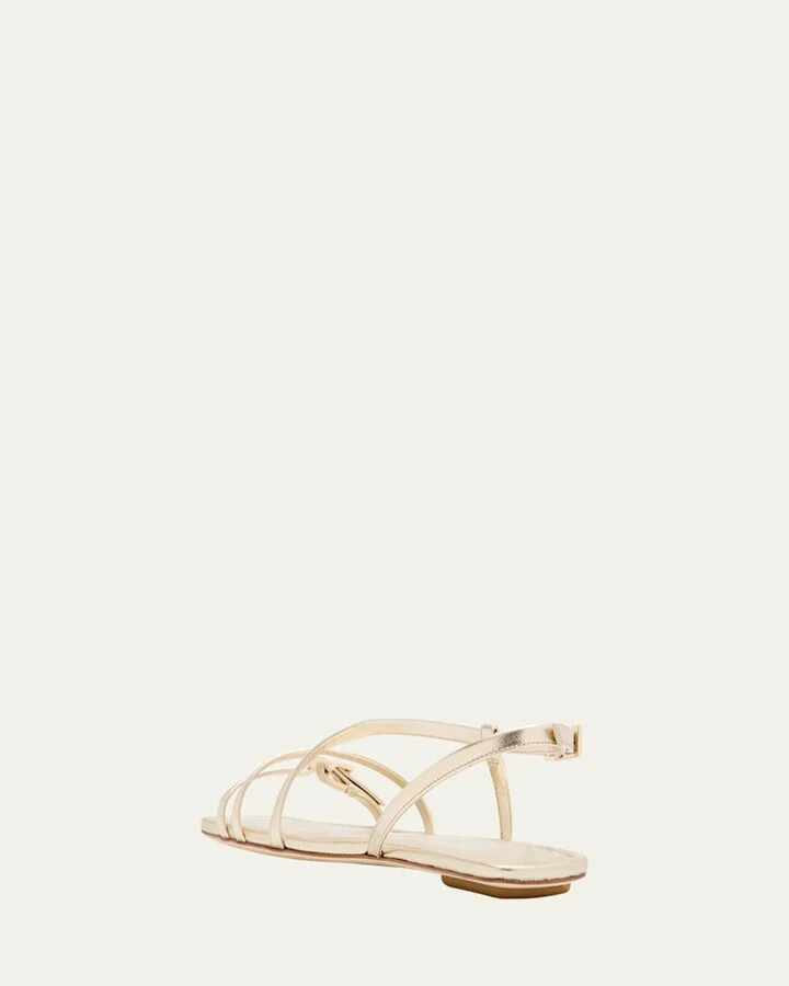 Georgie Metallic Strappy Flat Sandals - Image 4