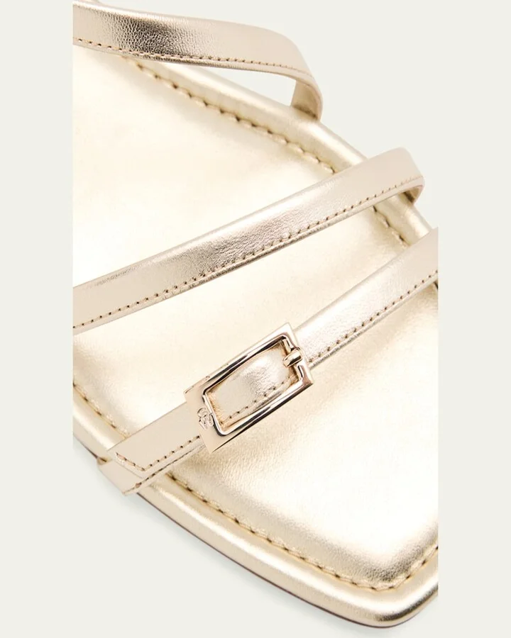 Georgie Metallic Strappy Flat Sandals - Image 5