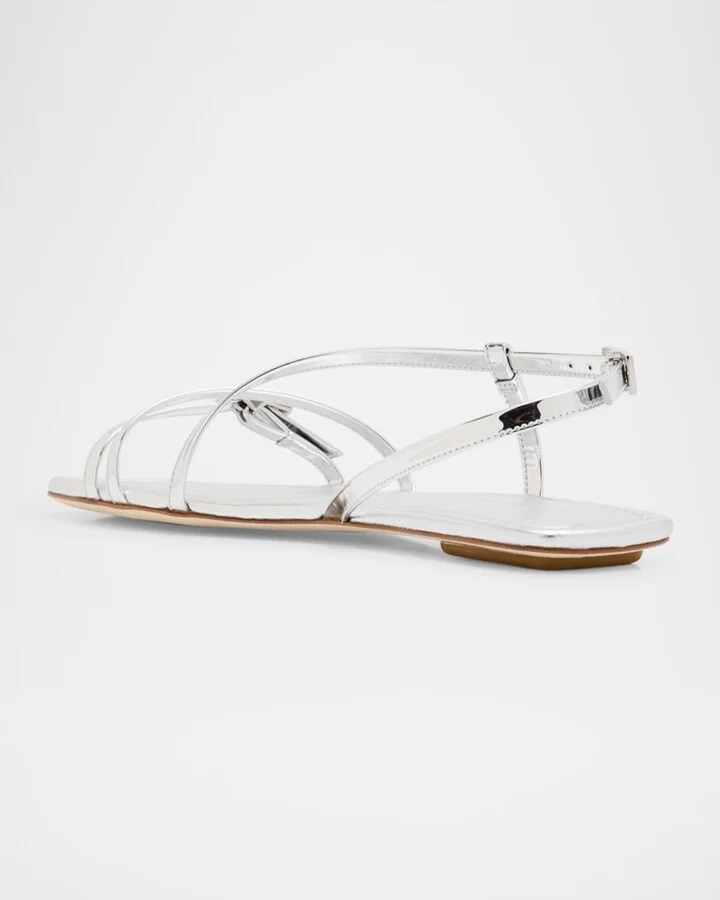 Georgie Metallic Strappy Flat Sandals - Image 2