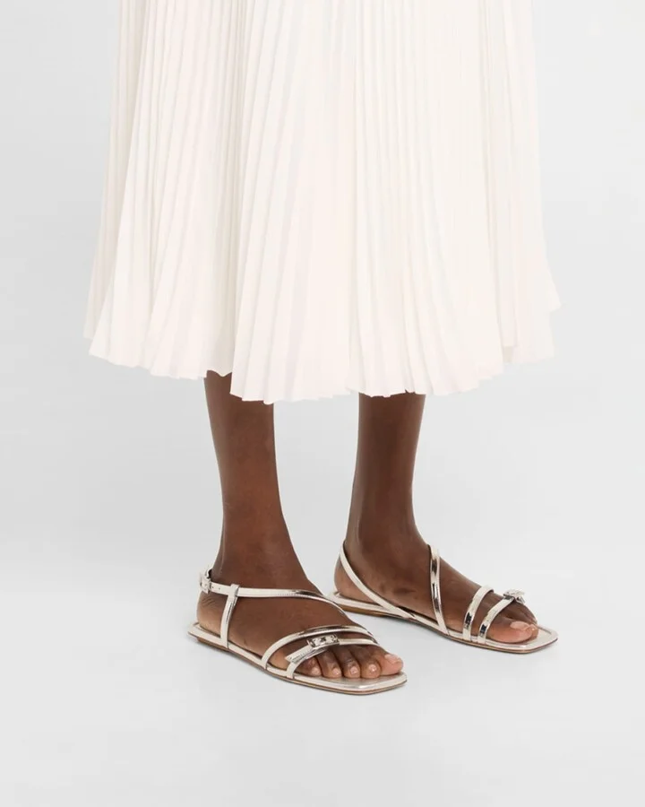 Georgie Metallic Strappy Flat Sandals - Image 4