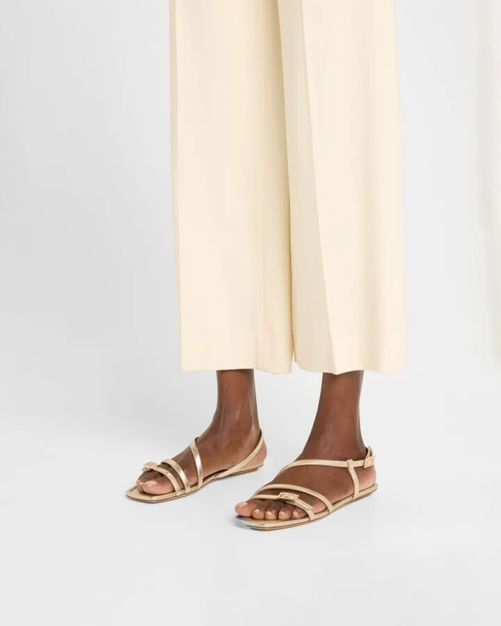 Georgie Metallic Strappy Flat Sandals - Image 4