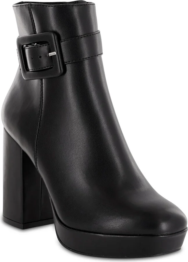 Georgie Womens Faux Leather Square Toe Ankle Boots