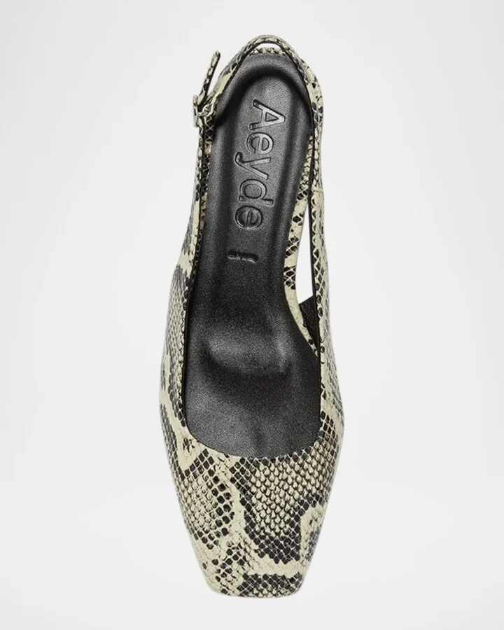 Geraldine Snake-Embossed Slingback Flats - Image 3