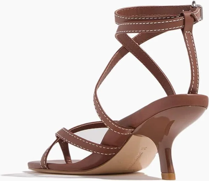 Geri Angled Heel in Luggage/White Stitch - Image 3