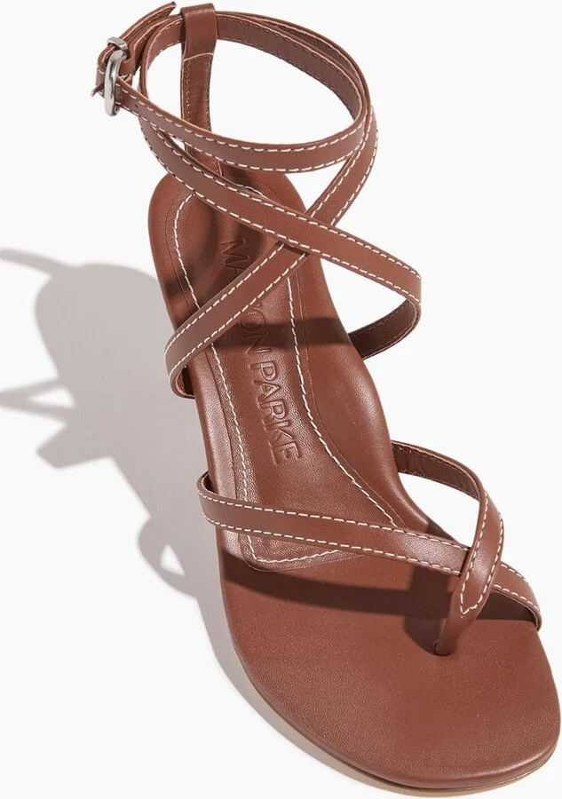 Geri Angled Heel in Luggage/White Stitch - Image 4